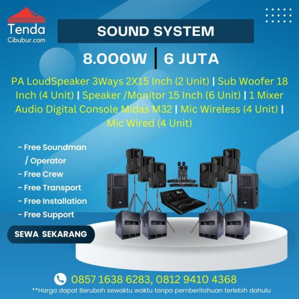 Paket sewa sound system 8000 w