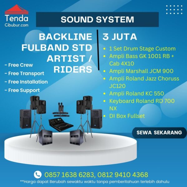 Paket sewa backline fullband standar artis/riders