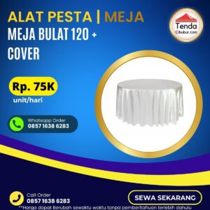 Sewa Meja Bulat 120 + Cover