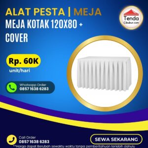 Sewa Meja Kotak 120x80 + Cover