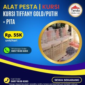 Sewa kursi tiffany gold/putih + Pita